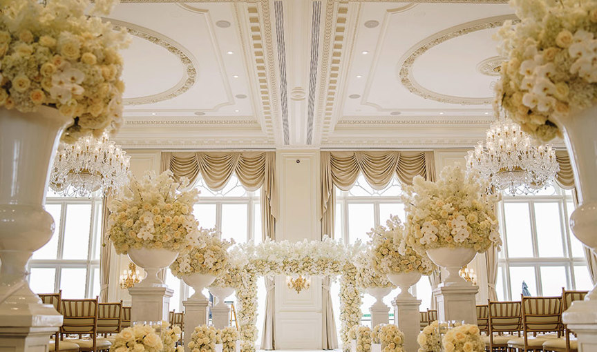 Trump Turnberry set for a wedding ceremony with lots of white flowers