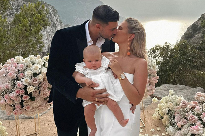 Molly Mae Hague and Tommy Fury kiss during engagement ceremony