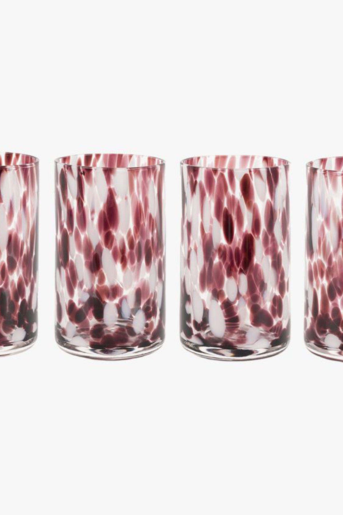 Perch & Parrow speckled highball glasses set with pink and burgundy pattern, a modern wedding gift for cocktail lovers