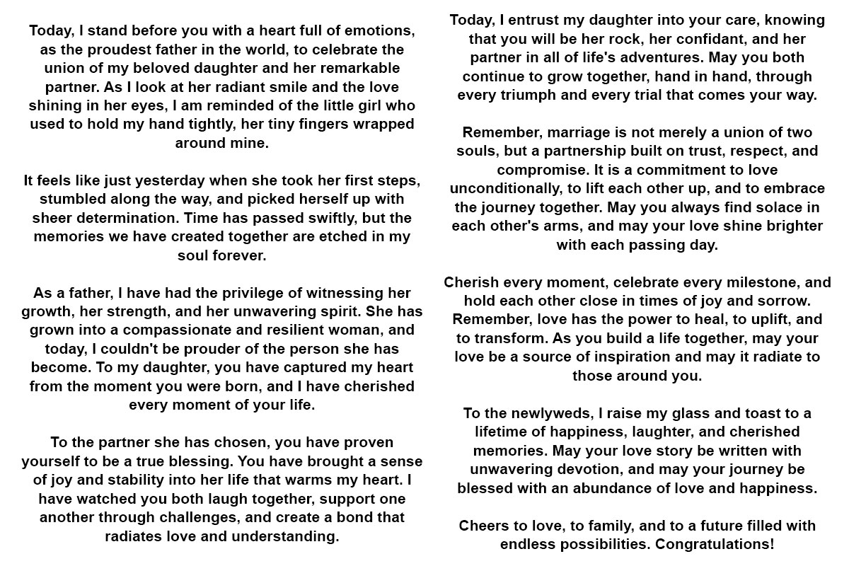 Chat Gpt Father Of The Bride Wedding Speech