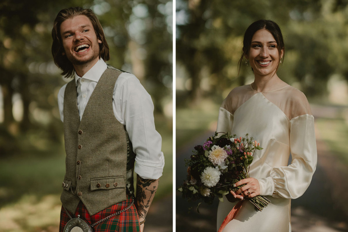 Portraits Of Smiling Bride And Groom At Hartree Estates