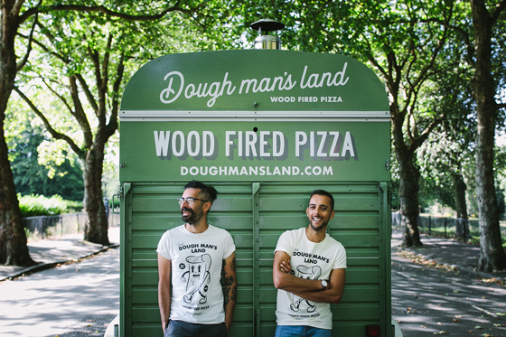 Owners of Dough Man's Land pose against green horsebox