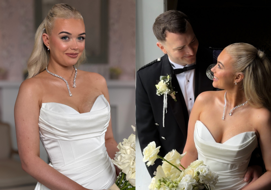 Wedding couple smiling at camera by Let's Do It Creative