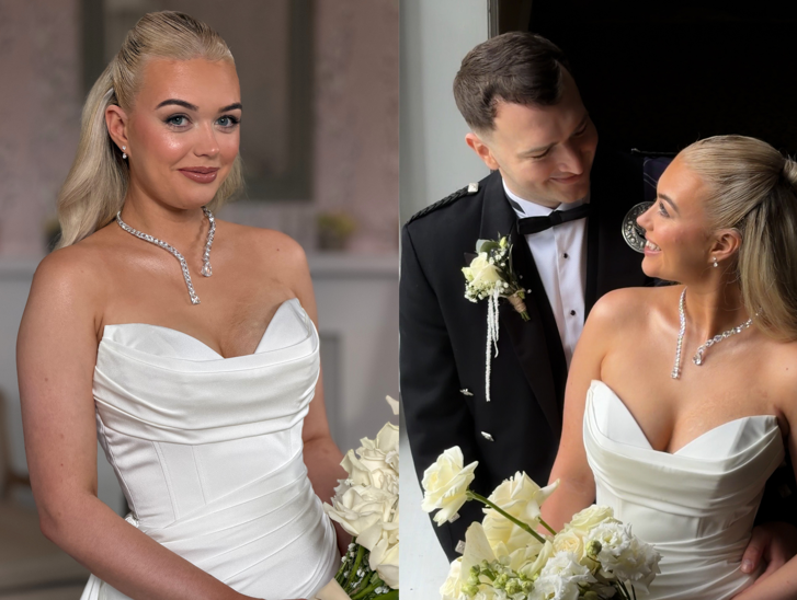 Wedding couple smiling at camera by Let's Do It Creative