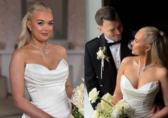 Wedding couple smiling at camera by Let's Do It Creative