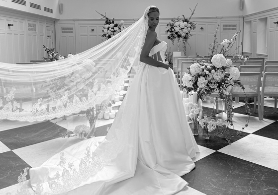 Emily Shak poses for the cover of Tie the Knot Scotland, with content captured by Glasgow-based wedding content creator Ivoura.
