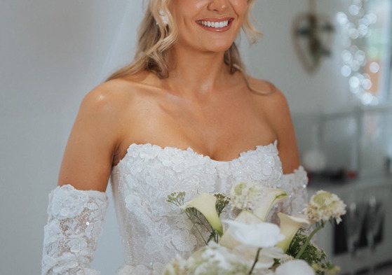 Happy bride with luxury bridal bouquet Glasgow by petals flowers 