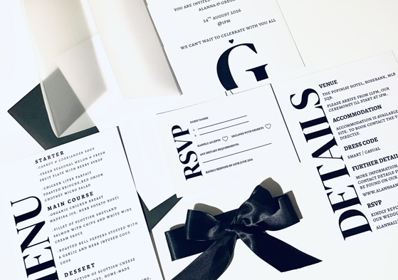 Monochrome Initial Wedding Invitations