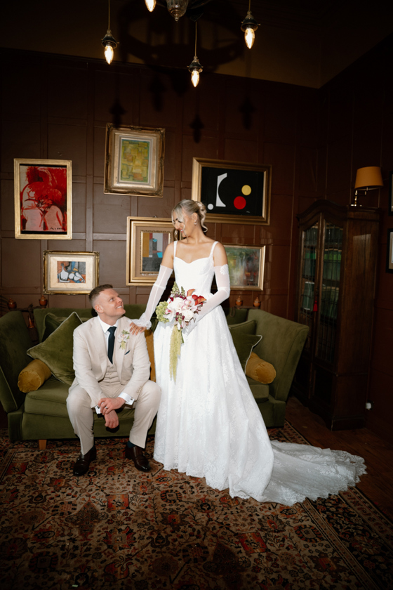 Editorial Portrait of bride & groom at Wellington House by Kamila Pickles Photography