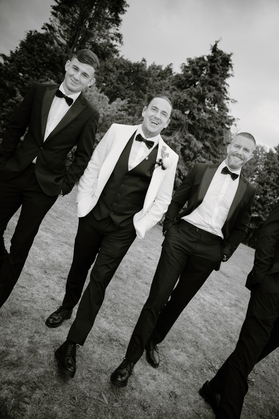 Groom & groomsmen black and white wedding Dundee by Kamila Pickles Photography