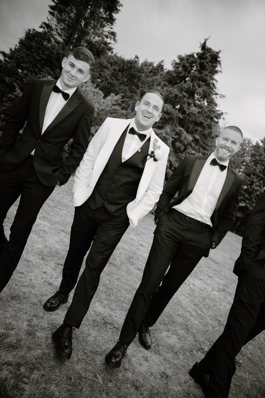 Groom & groomsmen black and white wedding Dundee by Kamila Pickles Photography