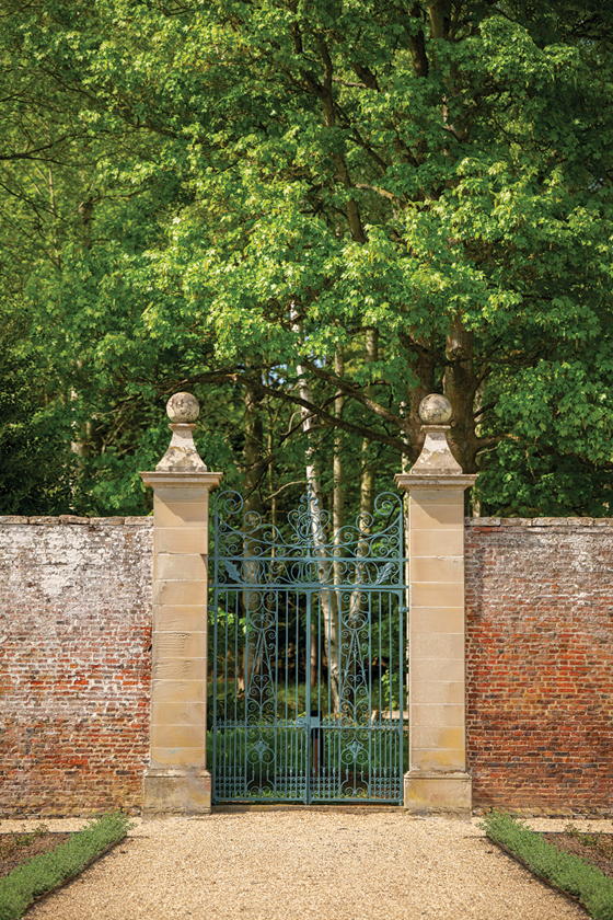 Original blue gates to the 18th-century walled garden at Newton Don Estate.