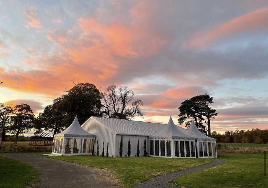 Marquee at sunset