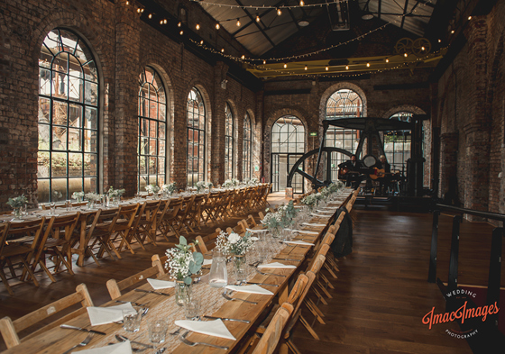 Long tables for wedding meal