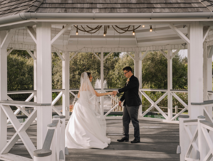 The Gailes Hotel & Spa bride and groom dancing in the outdoor wedding gazebo