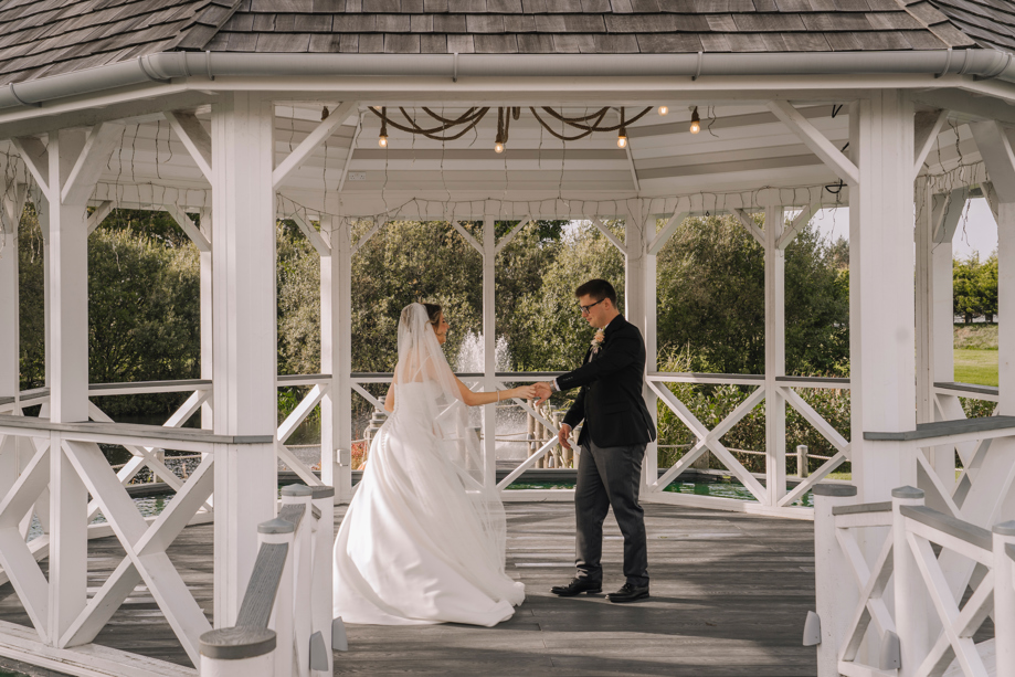 The Gailes Hotel & Spa bride and groom dancing in the outdoor wedding gazebo