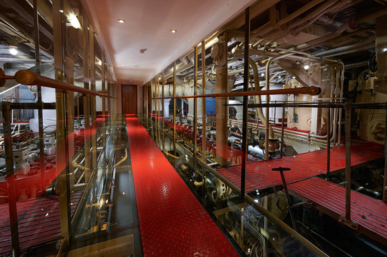 Engine Room corridor at Fingal Hotel with red carpet.